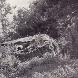 1944 July Keiths tank ditched during an attack on Noyers.